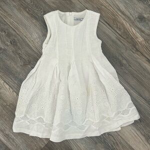 Stained mayoral linen cotton white sleeveless dress girls size 6